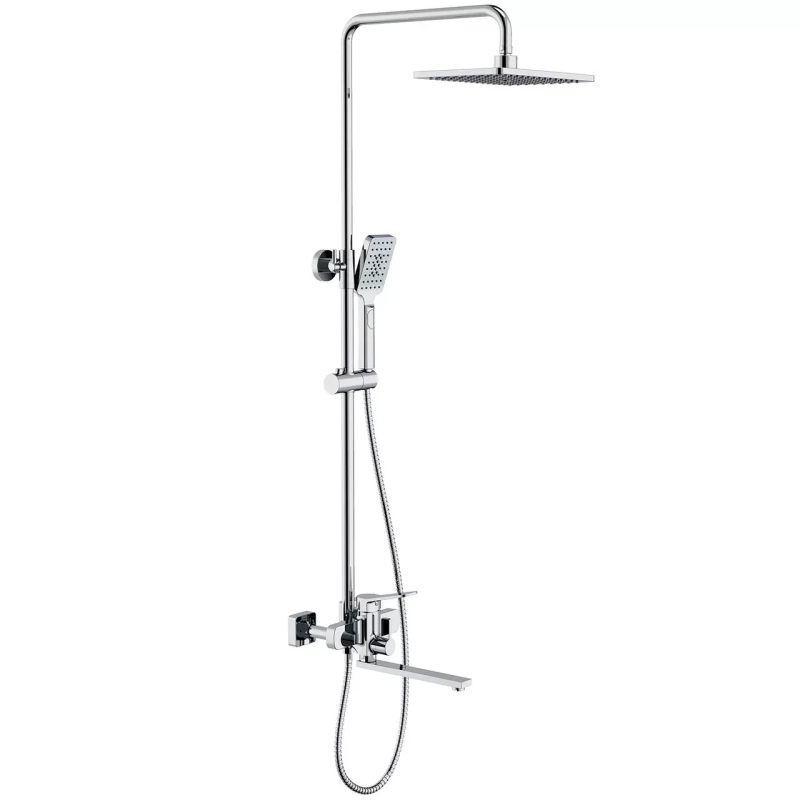 Душева система Frap F2461, поворотний вилив - перемикач на лійку, 3 режими, білий/хром Душева система Frap F2461, поворотний вилив - перемикач на лійку, 3 режими, білий/хром