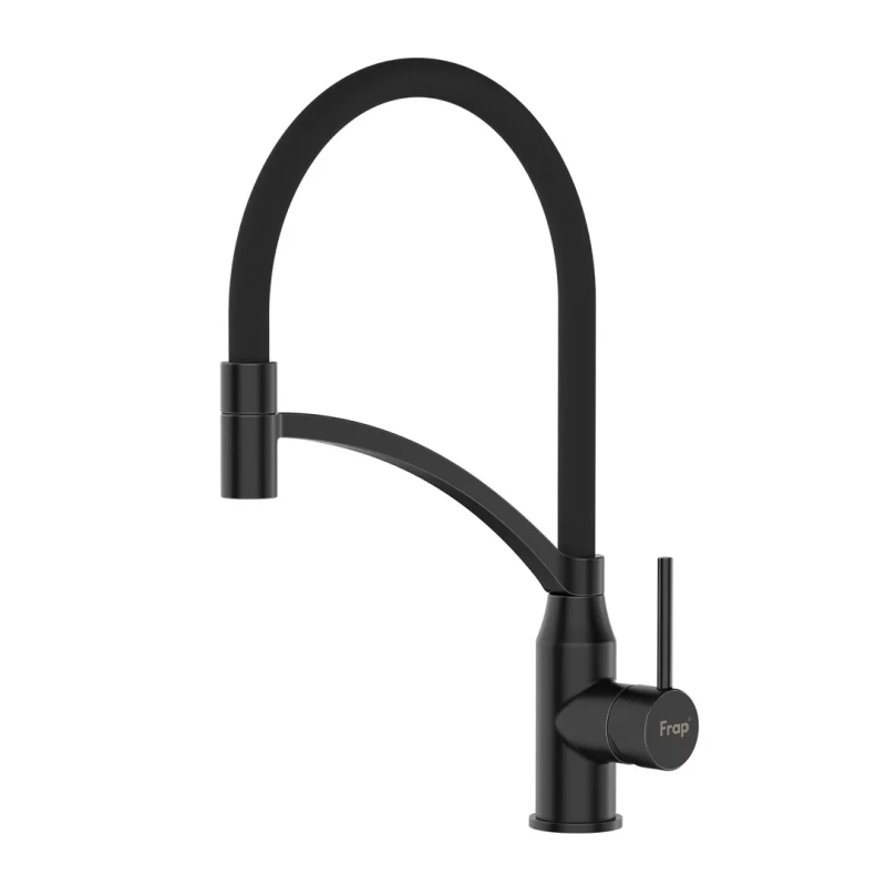 Змішувач для кухні Frap F4552-6 з гнучким виливом, чорний Змішувач для кухні Frap F4552-6 з гнучким виливом, чорний