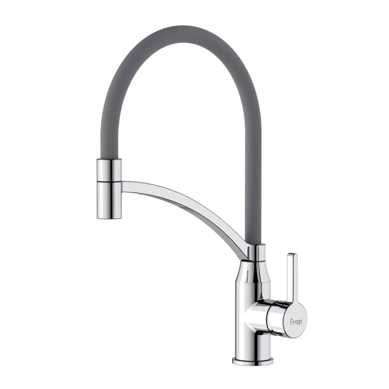 Змішувач для кухні Frap F4552 з гнучким виливом, сірий/хром Змішувач для кухні Frap F4552 з гнучким виливом, сірий/хром