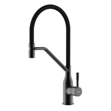 F4497-6 кухня одноваж. силікон. вилив лат. корп. гайка Ø35 (чорний) {10}