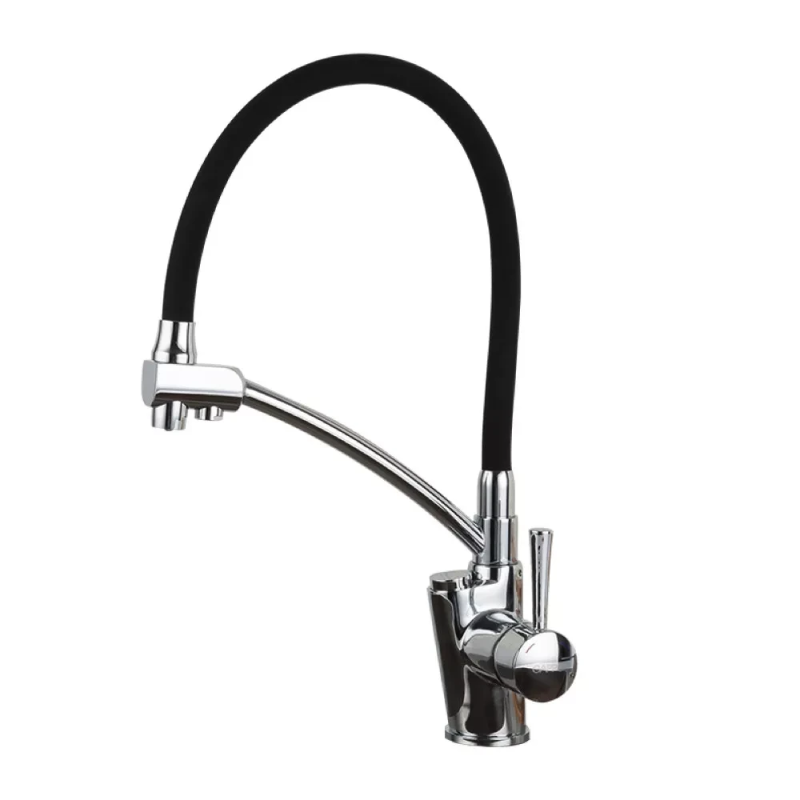 Змішувач для кухні на дві води GAPPO G4398-11 з гнучким виливом, чорний/хром Змішувач для кухні на дві води GAPPO G4398-11 з гнучким виливом, чорний/хром