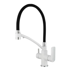 Змішувач для кухні на дві води GAPPO G4348 з гнучким виливом, білий/хром
