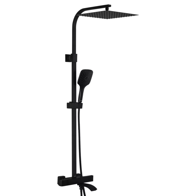 Душова система з термостатом GAPPO G2407-60 вилив - перемикач на лійку, 3-функції, чорний Душова система з термостатом GAPPO G2407-60 вилив - перемикач на лійку, 3-функції, чорний