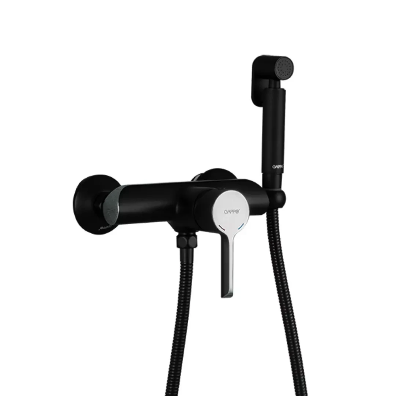 Змішувач з гігієнічною лійкою GAPPO G2003-6, чорний/хром Змішувач з гігієнічною лійкою GAPPO G2003-6, чорний/хром