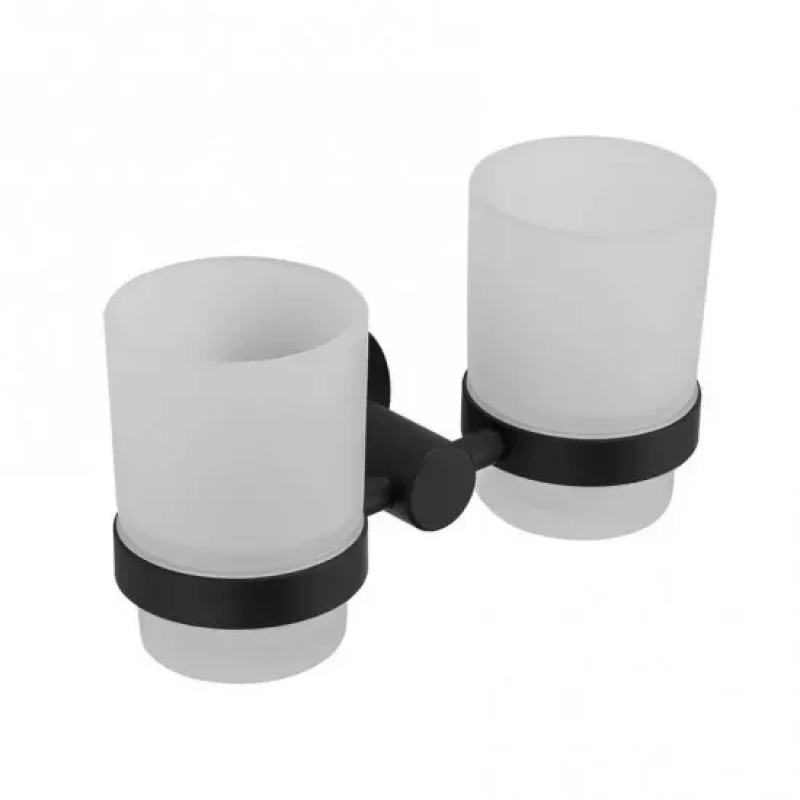 Подвійний стакан для щіток Frap F30208, нержавіюча сталь, чорний Подвійний стакан для щіток Frap F30208, нержавіюча сталь, чорний