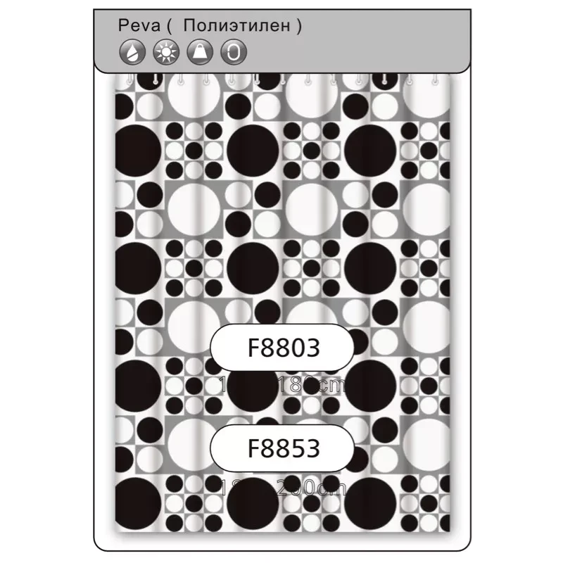 Шторка для ванної Frap F8803, поліестер, 180х180 см Шторка для ванної Frap F8803, поліестер, 180х180 см