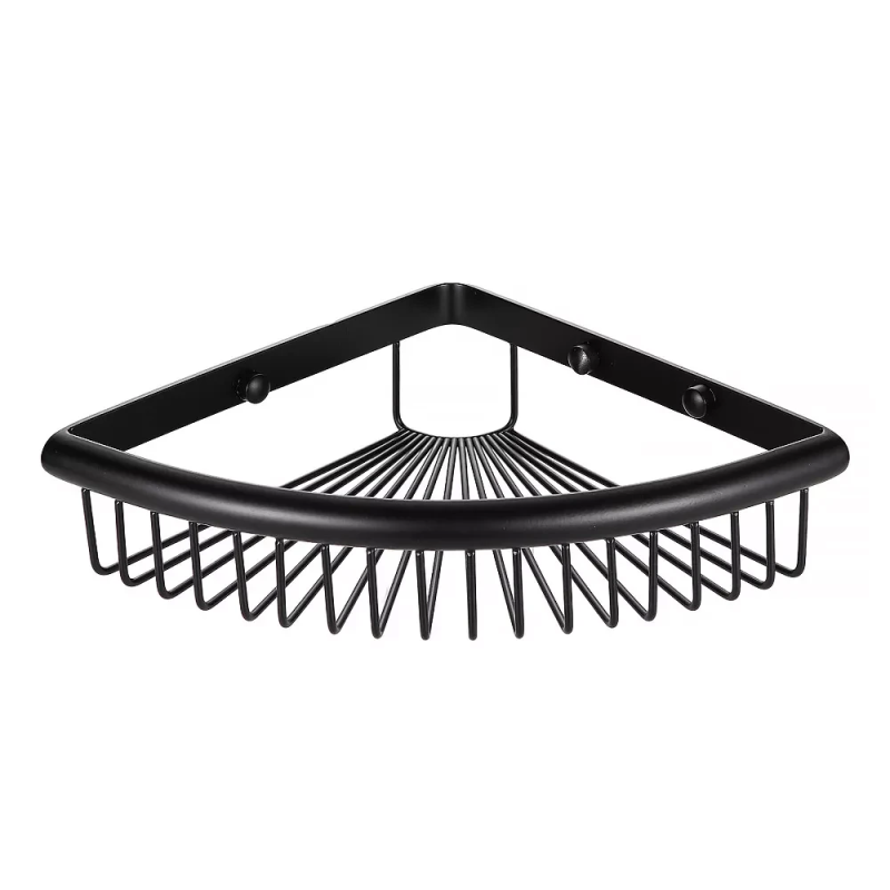 F352-6 полиця кутова одинарна з гачками нерж. сталь (чорна {20}