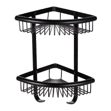 F352-16 полиця кутова подвійна з гачками нерж. сталь (чорна) {10}
